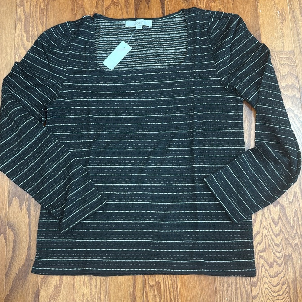 Loft Sparkle Puff Sleeve Square Neck Top - Picture 3 of 10